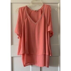 Juicy Couture Cold Shoulder Short Sleeve Salmon Lightweight Summer Top Medium